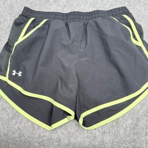 Under‎ Armour Womens Fly by 2.0 Running Shorts M Heat Gear Black Neon Green